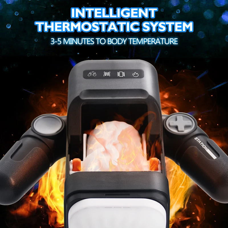 Masturbateur automatique vibrant chauffant pour homme, avec fonction de poussée et de masturbation, pour vrai vagin et fellation