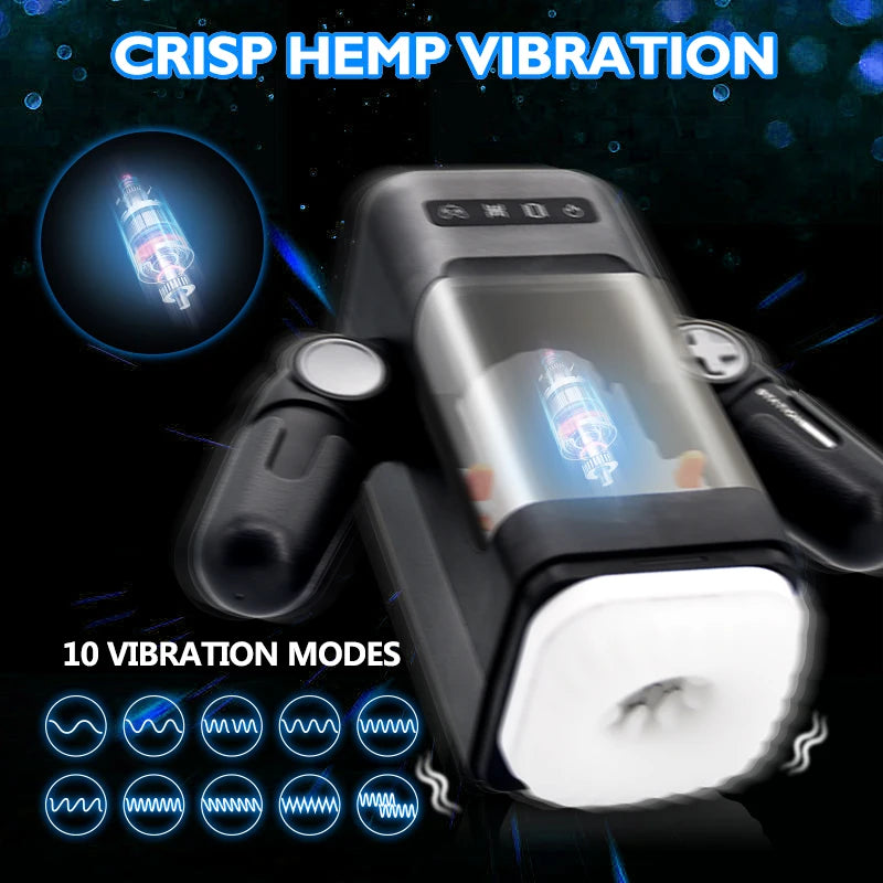 Masturbateur automatique vibrant chauffant pour homme, avec fonction de poussée et de masturbation, pour vrai vagin et fellation