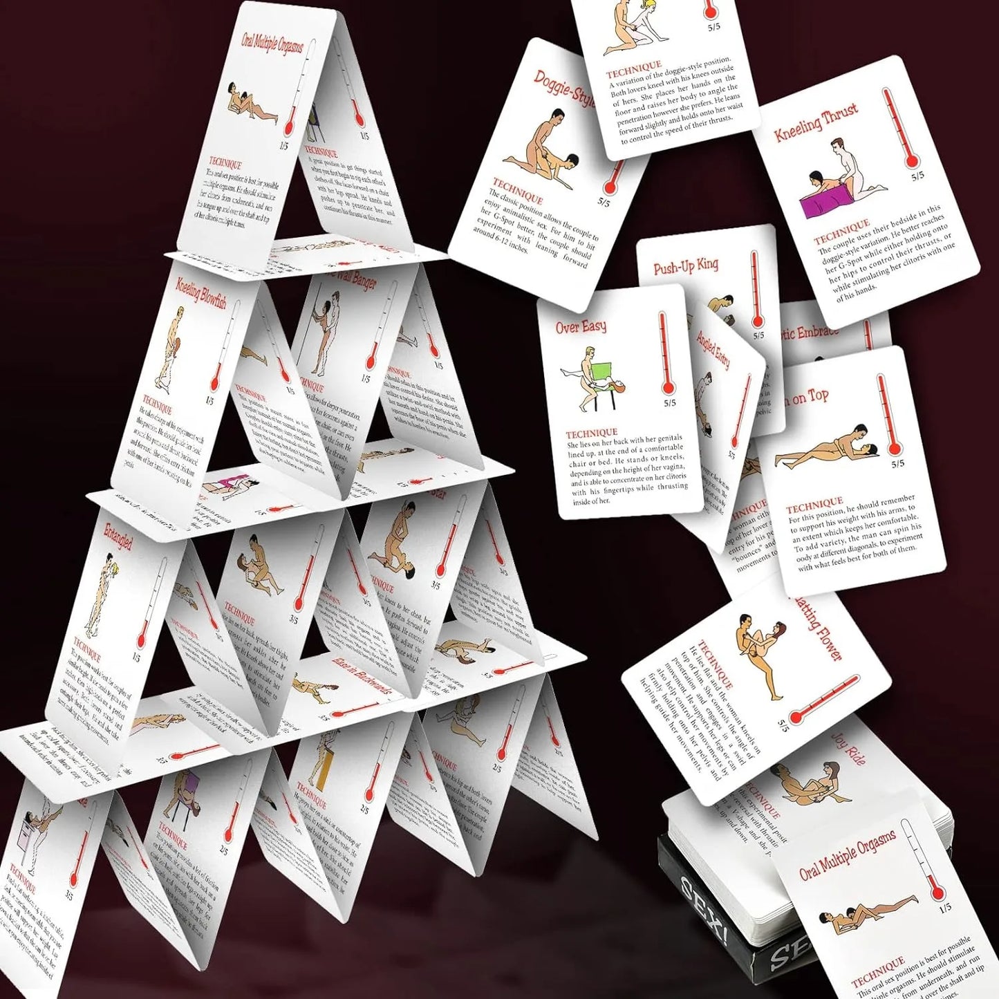 Les positions sexuelles les plus torrides - Carte des positions sexuelles pour adultes - Illustrée avec des images. Jeux amusants pour les soirées en amoureux et pour améliorer les relations.