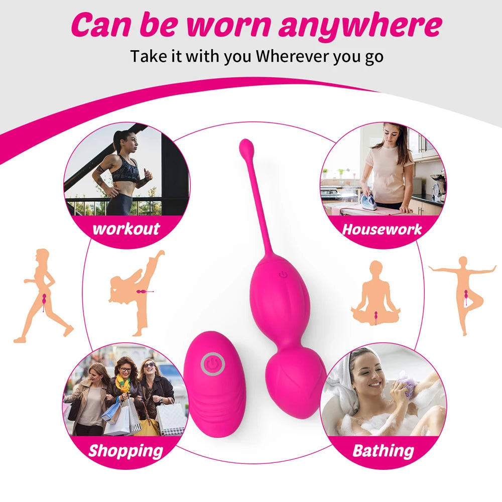 Culotte portable, œufs vibrants, boule vaginale, 10 vitesses, télécommande sans fil, boule de Geisha Kegel, exercice de massage pour resserrer le vagin
