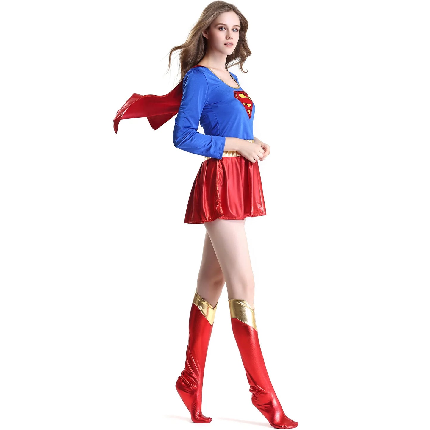 Lingerie sexy - Costume de super-héros sexy pour adulte, déguisement de Wonder Girl avec couvre-chaussures, pour Halloween, carnaval, fête
