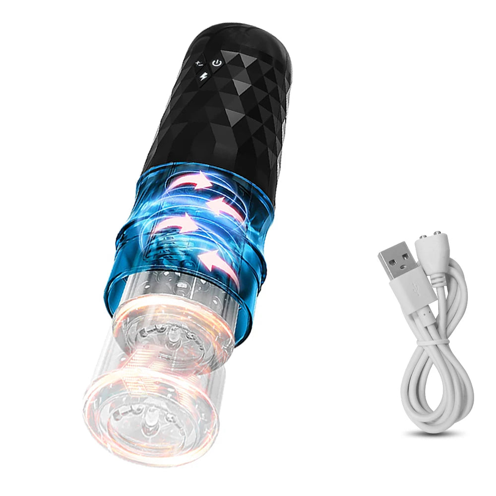 Masturbateur Masculin Automatique – Rotation & Poussée – 10 Modes – Vagin Réaliste – Sextoy Électrique pour Homme