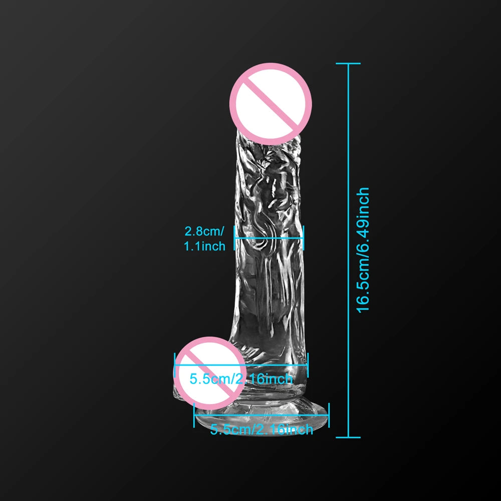 Sextoy - Gode réaliste pour femme, en silicone, transparent, avec ventouse puissante, pour débutant, jeu mains libres, masturbateur pour point G