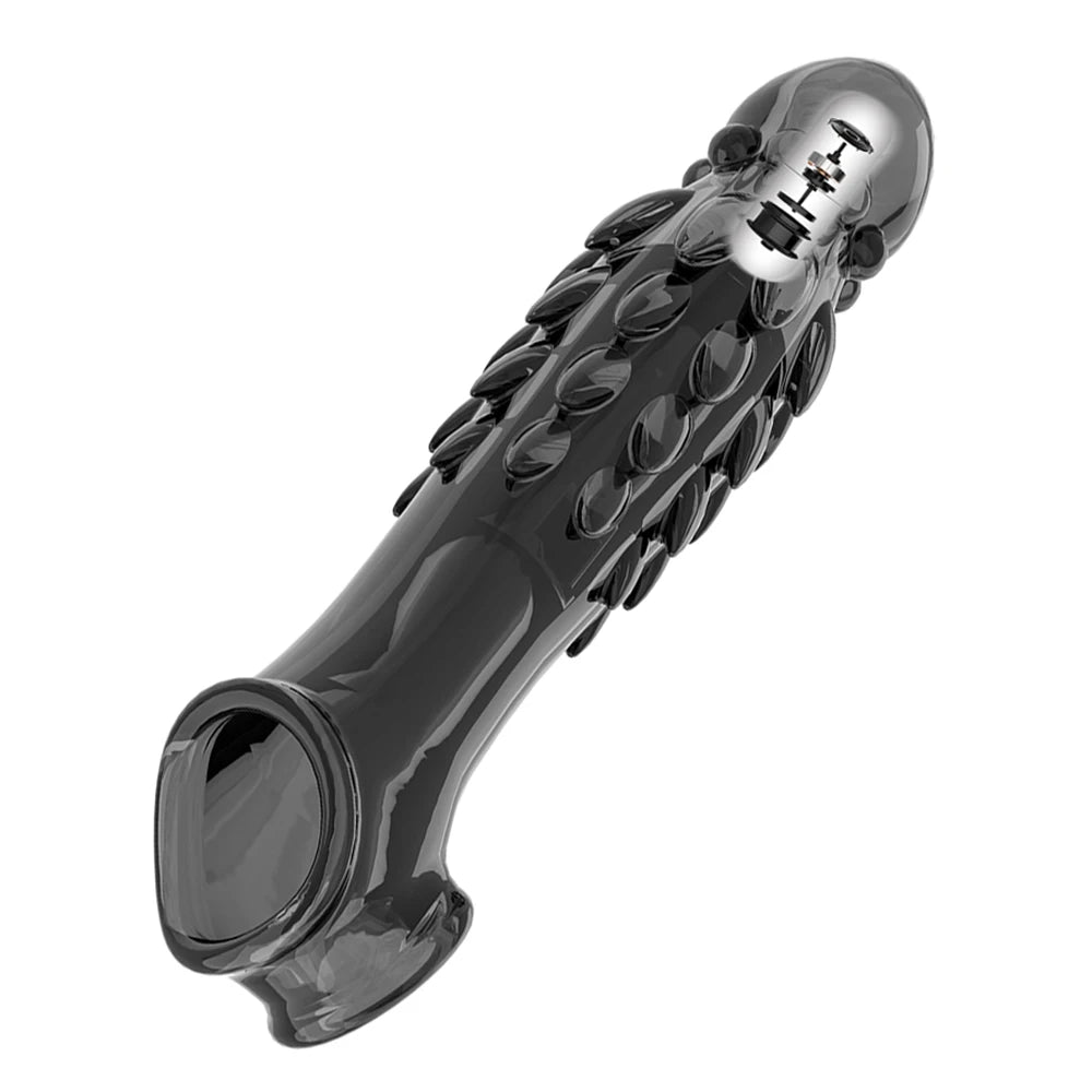 Vibromasseur -Préservatifs réutilisables, manchon d'extension de pénis avec vibrateur, agrandisseur de pénis, gode, retardateur d'éjaculation, anneaux péniens, jouets sexuels pour hommes