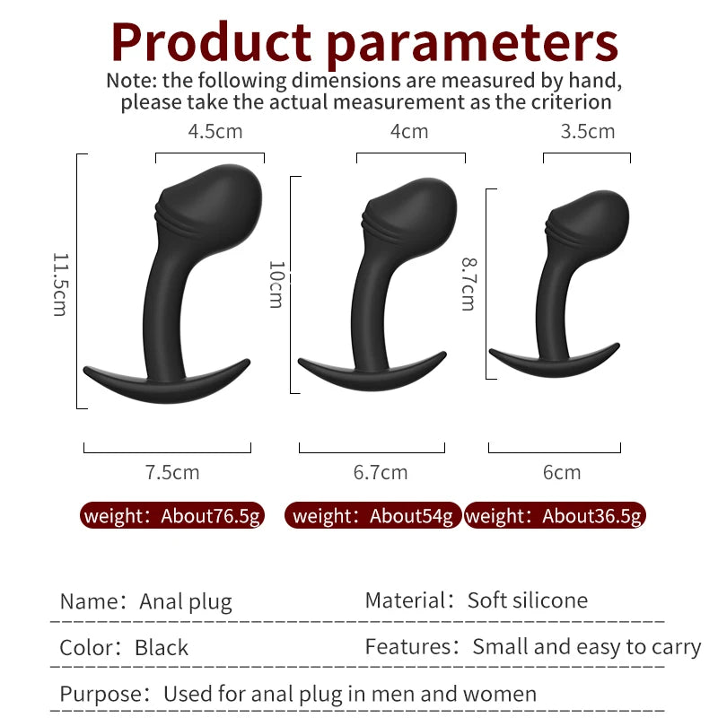 Plug anal en silicone 100 % sûr, plug anal unisexe sexy, 3 tailles différentes, masseur de prostate, jouets sexuels pour adultes, pour hommes et femmes