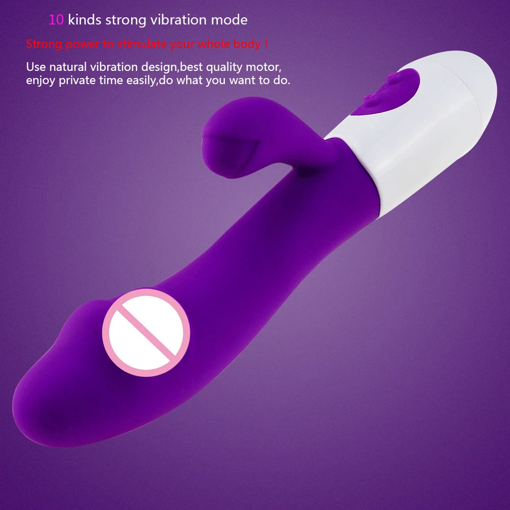 Vibromasseur lapin en silicone pour point G, double vibration, 10 vitesses, masseur vaginal et clitoridien, jouets sexuels pour femmes