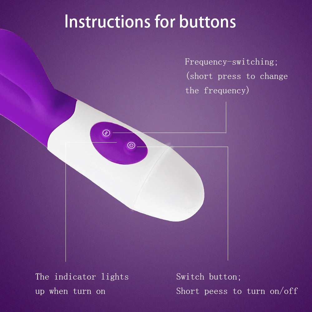 Vibromasseur lapin en silicone pour point G, double vibration, 10 vitesses, masseur vaginal et clitoridien, jouets sexuels pour femmes