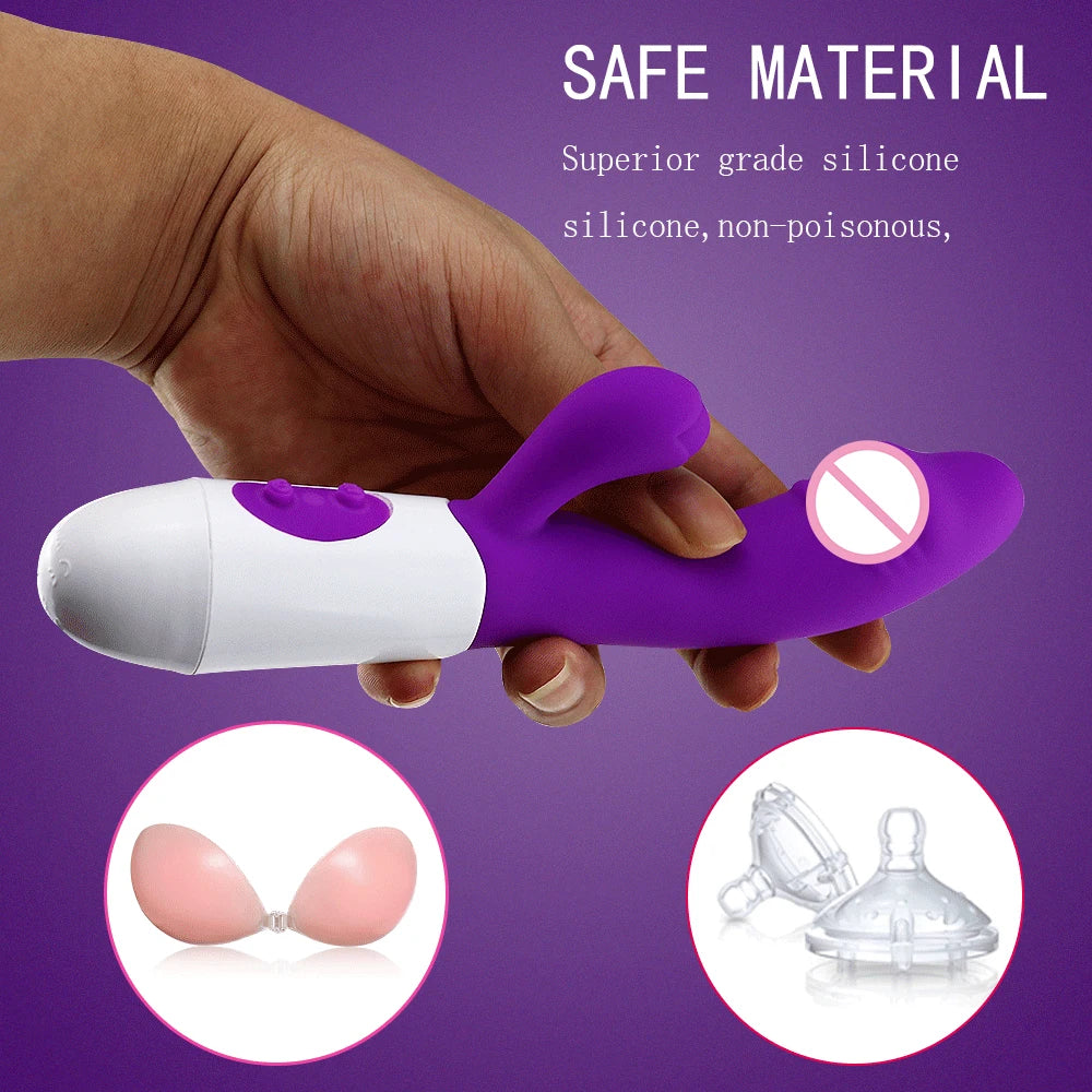 Vibromasseur lapin en silicone pour point G, double vibration, 10 vitesses, masseur vaginal et clitoridien, jouets sexuels pour femmes