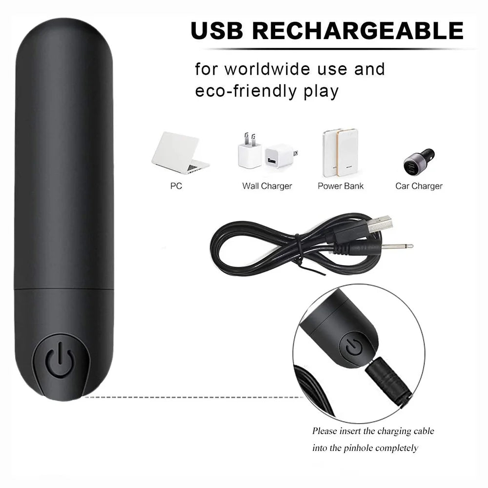 Sextoy -vMini vibromasseur Bullet à 10 vitesses, chargement USB, masseur vaginal et anal pour femme, jouets sexuels pour adultes, stimulateur de clitoris
