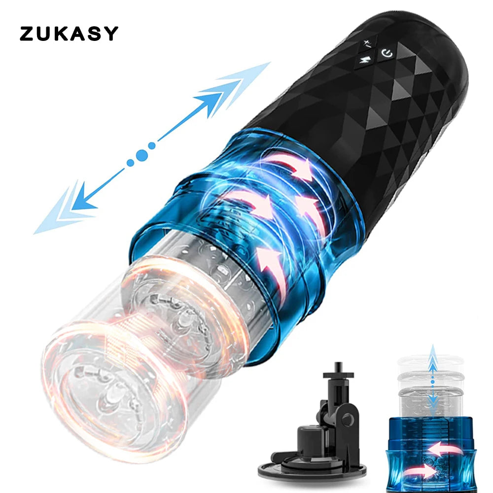 Masturbateur Masculin Automatique – Rotation & Poussée – 10 Modes – Vagin Réaliste – Sextoy Électrique pour Homme