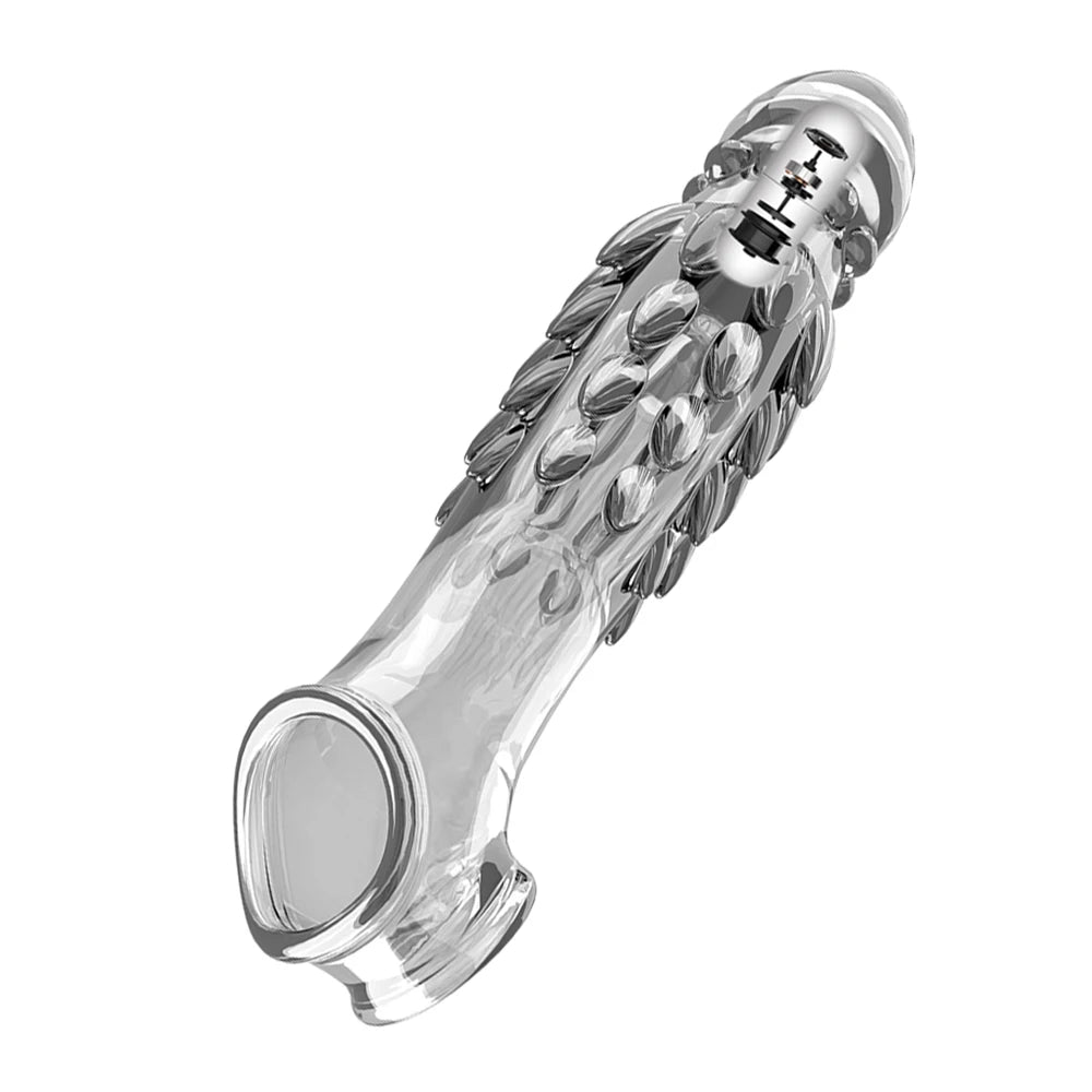 Vibromasseur -Préservatifs réutilisables, manchon d'extension de pénis avec vibrateur, agrandisseur de pénis, gode, retardateur d'éjaculation, anneaux péniens, jouets sexuels pour hommes