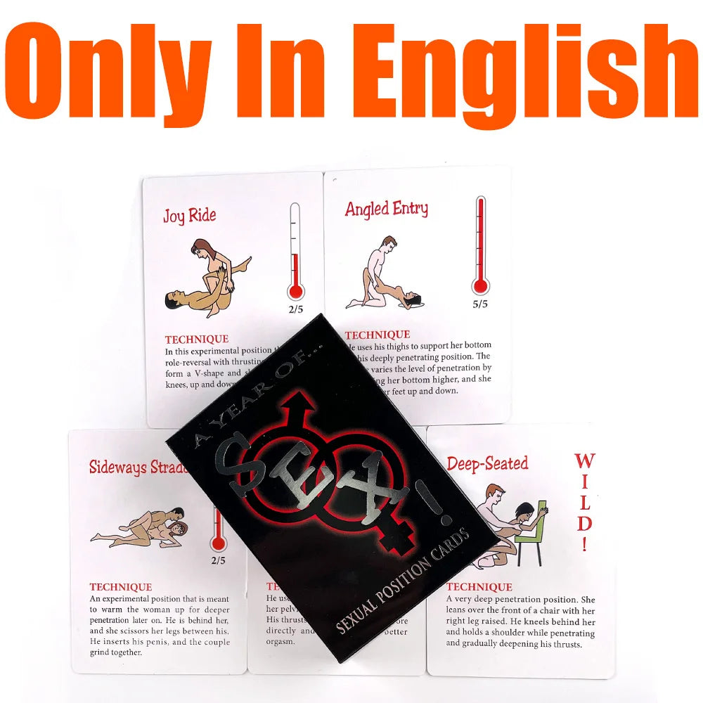 Jeu de cartes de positions sexuelles en anglais, jeux de rôle pour adultes, commandes de chambre, une année de jouets sexuels pour couples de 18 ans et plus, produits érotiques