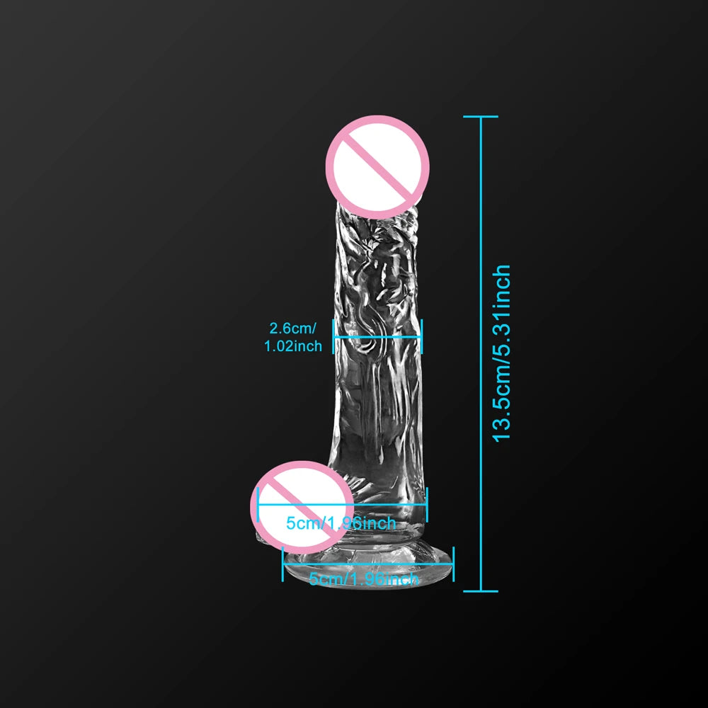 Sextoy - Gode réaliste pour femme, en silicone, transparent, avec ventouse puissante, pour débutant, jeu mains libres, masturbateur pour point G