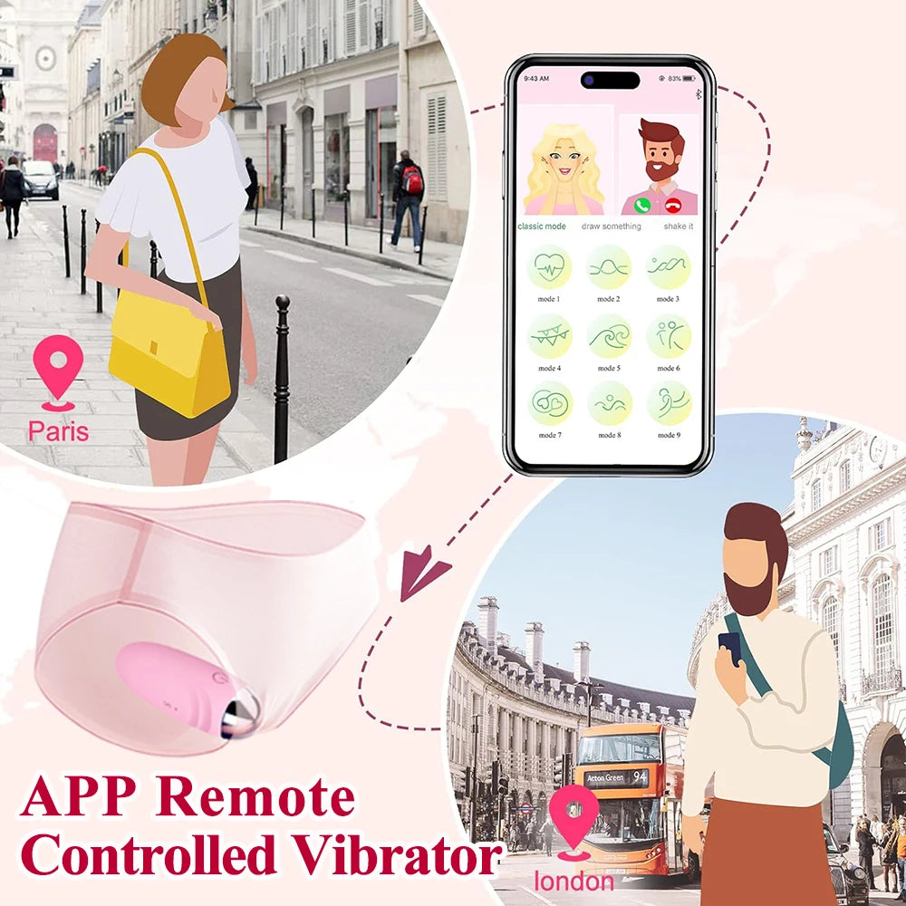 Vibromasseur gode sans fil avec application, stimulateur vaginal, point G, anal, œuf vibrant, culotte féminine, jouets sexuels portables pour femmes adultes