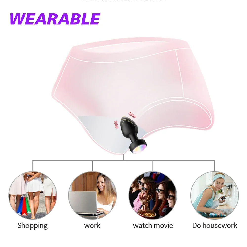 Plug anal LED, vibromasseur anal sans fil, télécommande, masseur de prostate, masturbateur vaginal féminin, jouets sexuels pour adultes, femmes et hommes