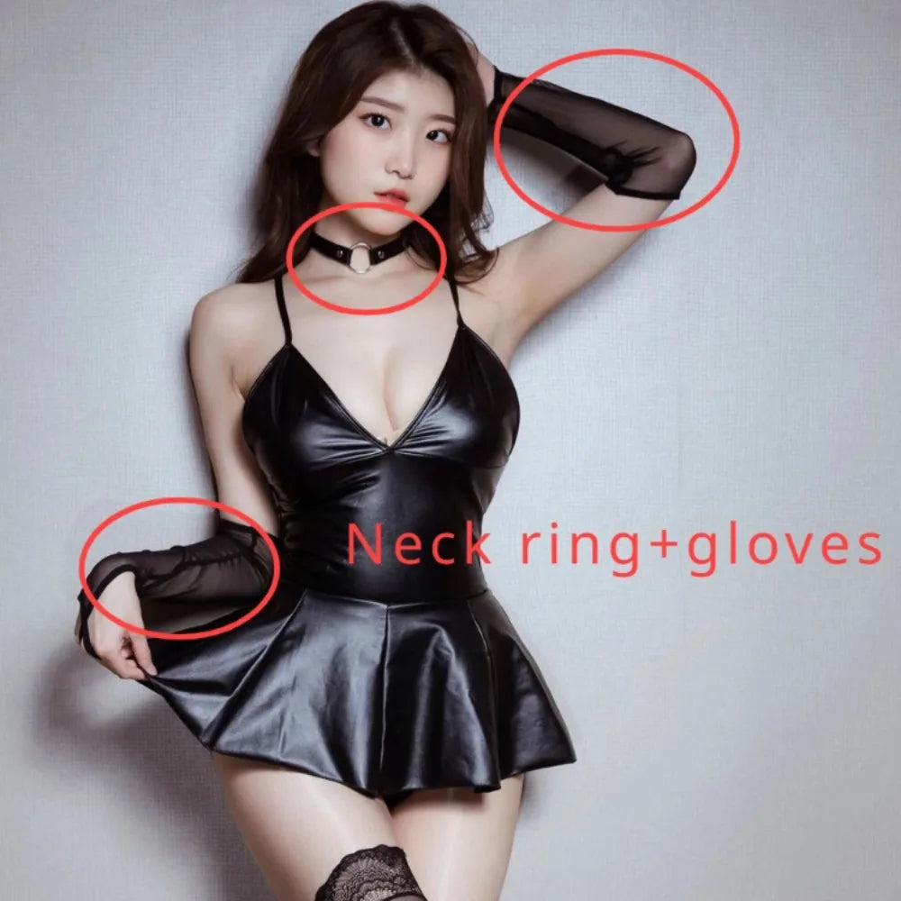 Lingerie sexy - Lingerie sexy et coquine pour femmes, sous-vêtements en cuir PU, tenue érotique, tenue de club