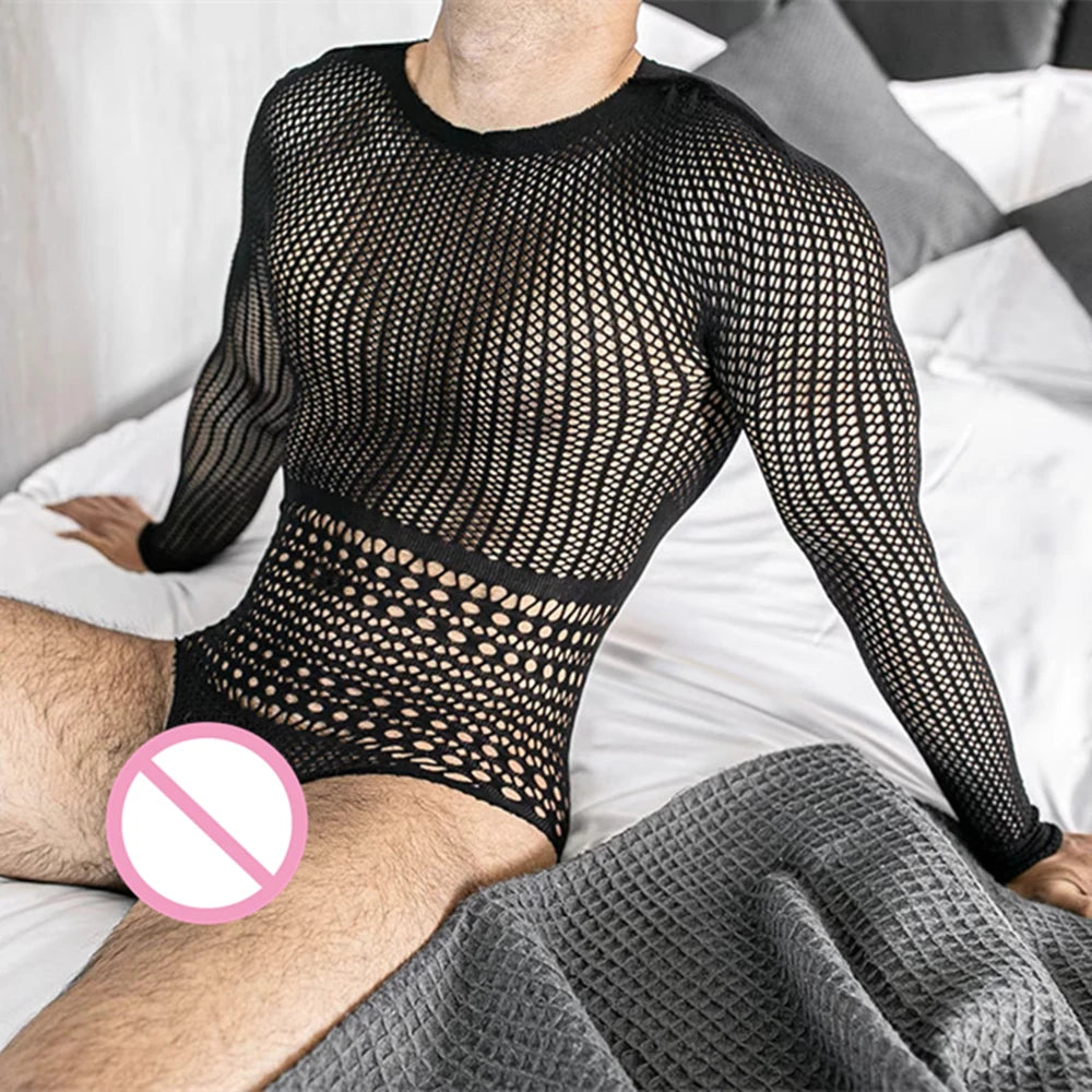 odystocking Érotique Homme – Collant Sexy avec Fesses Ouvertes