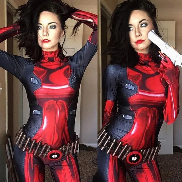 Lingerie sexy - Costume de cosplay Deadpool pour Halloween, combinaison zentai pour adultes et filles