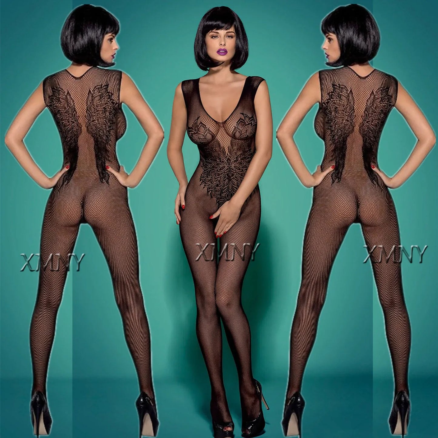 Bodystocking Noir Sexy – Lingerie Érotique Sans Entrejambe pour Femme.