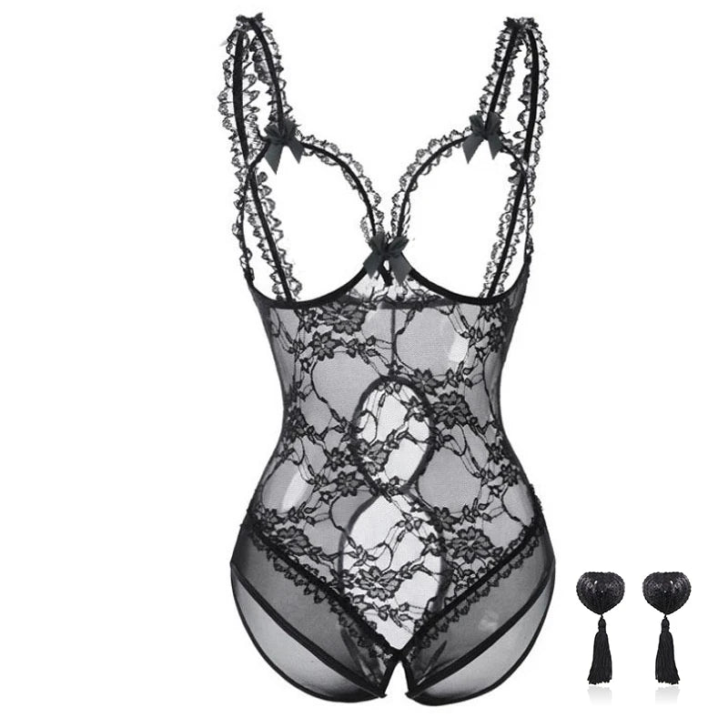 Lingerie sexy - lingerie pour femmes, soutien-gorge ouvert, entrejambe sans body, sous-vêtements sexuels, robe babydoll, dentelle chaude, costume de lingerie sexy