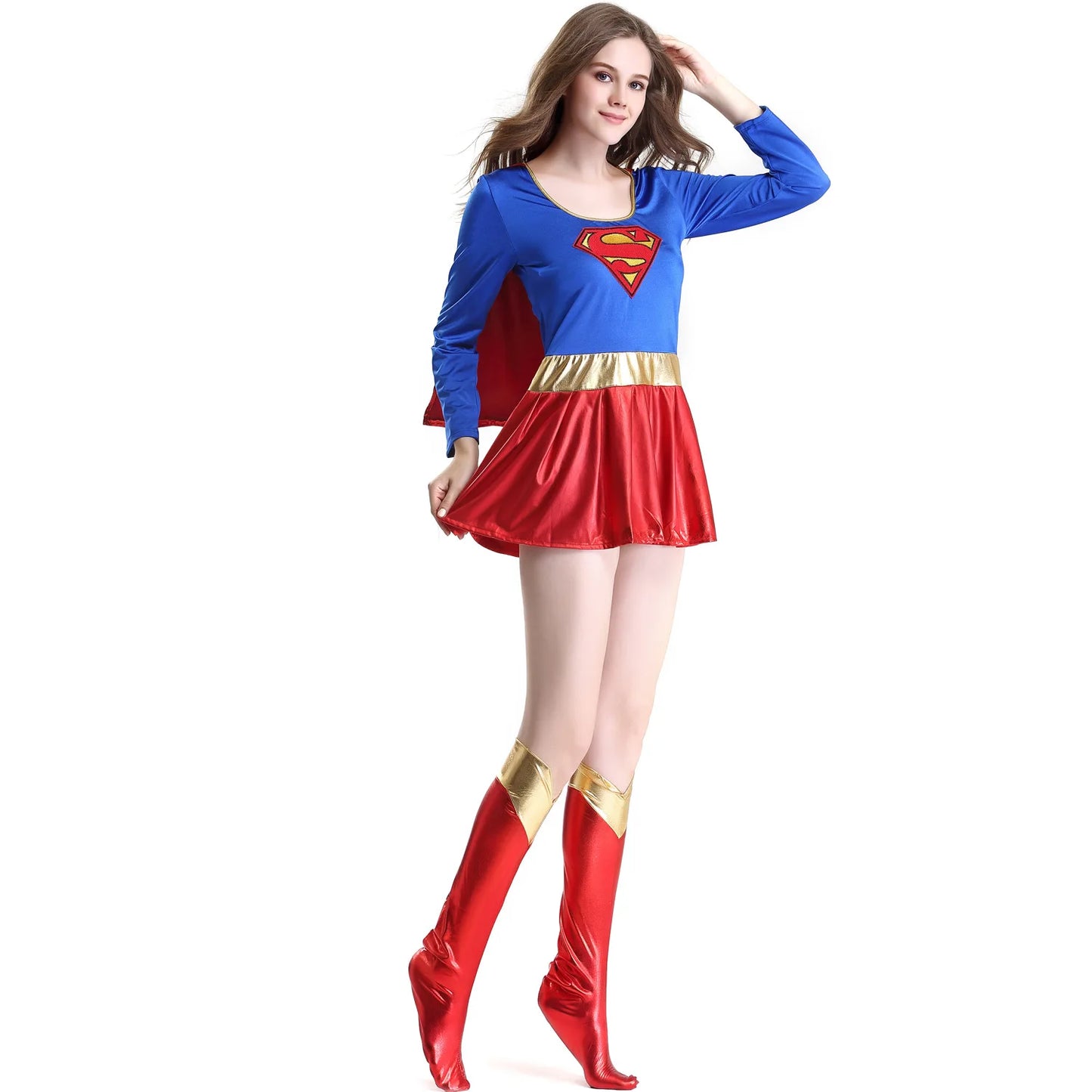 Lingerie sexy - Costume de super-héros sexy pour adulte, déguisement de Wonder Girl avec couvre-chaussures, pour Halloween, carnaval, fête