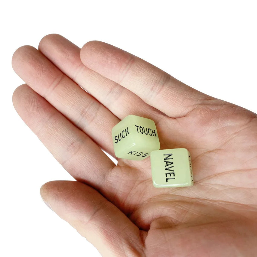 Lot de 2 dés sexuels lumineux pour adultes, jeux pour couples amoureux, brillent dans le noir, amusants, sexy, pour fête, petite amie, cadeau de Noël