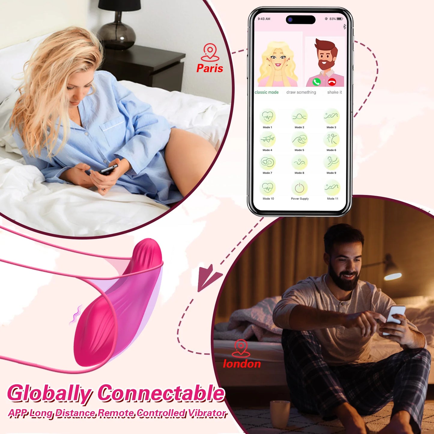 Vibromasseur portable pour femme, contrôle Bluetooth, stimulateur de clitoris, œuf magnétique, masturbateur féminin vibrant, jouets sexuels pour adultes