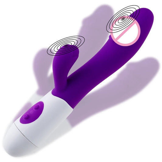 Vibromasseur lapin en silicone pour point G, double vibration, 10 vitesses, masseur vaginal et clitoridien, jouets sexuels pour femmes
