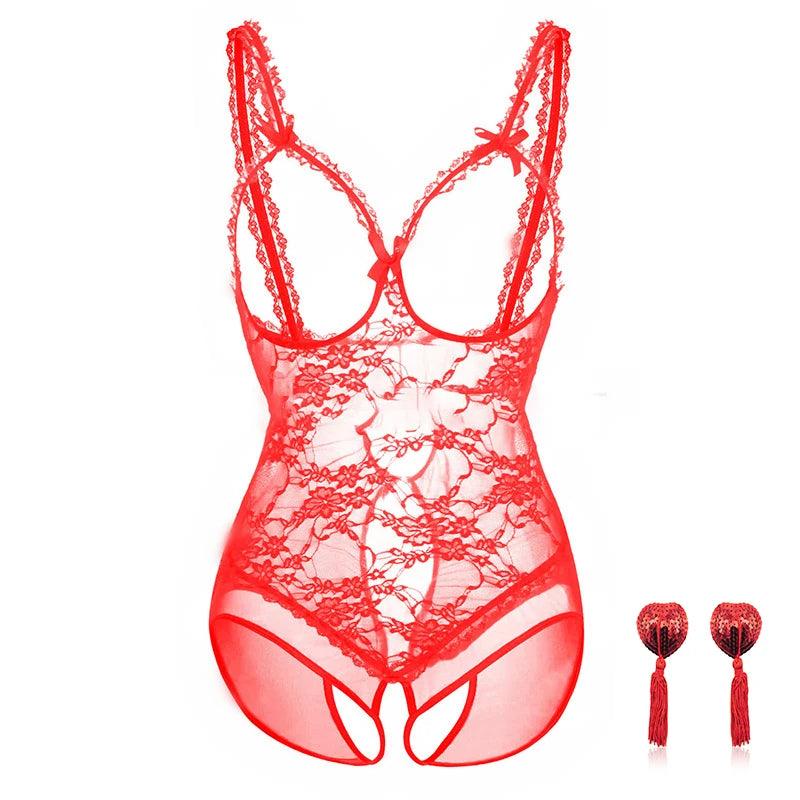 Lingerie sexy - lingerie pour femmes, soutien-gorge ouvert, entrejambe sans body, sous-vêtements sexuels, robe babydoll, dentelle chaude, costume de lingerie sexy