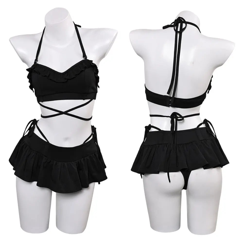 Lingerie sexy - Maillot de bain de Final Fantasy 7 Tifa Lockhart Aerith pour femmes adultes, ensemble de bikinis pour filles, costume de carnaval d'Halloween